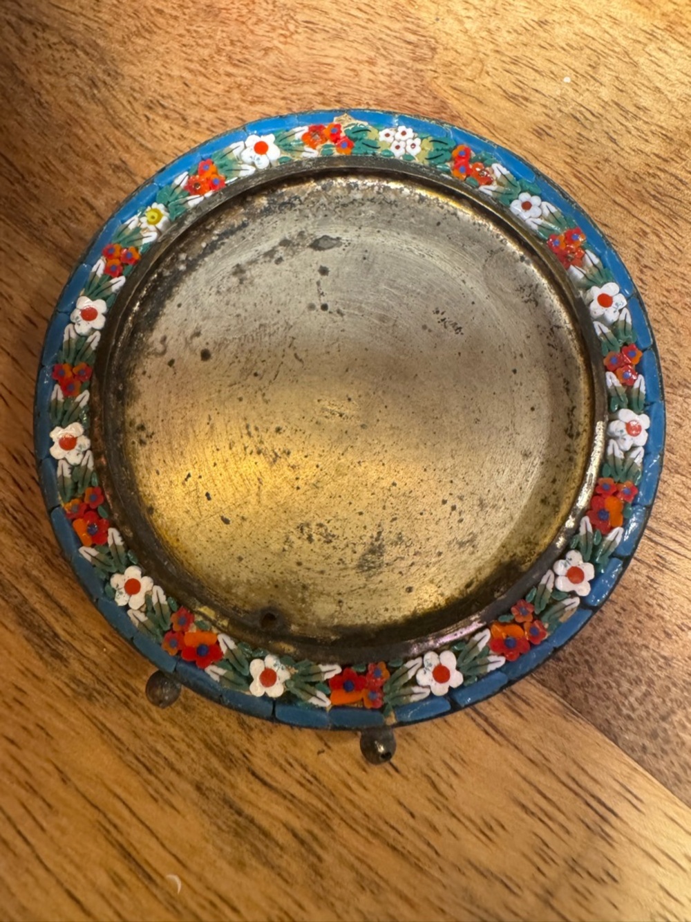 Antique Floral Micro Mosaic Brass picture frame!